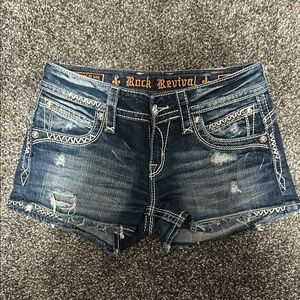 Rock Revival Blue Distressed Jean Shorts